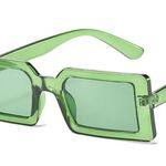 Rectangle Women 90s Retro Trendy Y2K Aesthetic Vintage Square Party Sunglasses Photo 0
