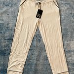 Chaser Cream Metallic Gold Black Trim Casual Lounge Pants Medium Photo 0