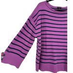 Talbots Bateau Neck Striped Knit Sweater Purple Thistle India Ink Plus Size 1X Photo 8
