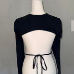 White Fox Boutique White Fox On My Way Long Sleeve Crop Women's Size Small Black Open Tie Back Photo 1