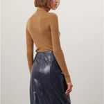 Tanya Taylor Camel Turtleneck Sweater LARGE Bodycon Merino Wool Designer $400 Photo 1