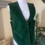 Vintage Rhoda Lynne 100% Leather Front Dark Green Vest Size L Size L Photo 1