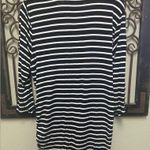 Michael Kors black & white 3/4 sleeve wrapped vneck striped side zipper top Photo 1