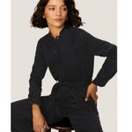 A.P.C. Justine Navy Blue Corduroy Long Sleeve Button Front Jumpsuit Size S Black Photo 3