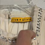 Alice + Olivia  WOMENS IVORY CREAM EMBELLISHED SILK HIGH NECK MINI DRESS 8/LARGE Photo 1