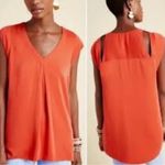 Maeve Anthropologie  Ally Cupro Tunic‎ Orange/red Medium short sleeve Blouse Photo 1