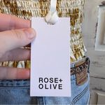 Rose + Olive Yellow White Abstract Bustier Corset Style Crop Tank Top NWT Size L Size L Photo 5