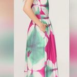 Busayo Collective Tie Dye Side Tie Neckline Dress With Pockets (8) Pink Photo 2