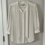 Loft  cream 3/4 sleeve blouse with a few stains in size Small Photo 0