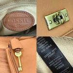 Fossil Memoir Novella Purse Turn Lock Closure Genuine Leather Tan Crossbody Bag Photo 14