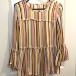 Miami Striped Ruffle Top With Bell Sleeves Photo 0