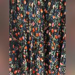 ZARA Large Black Floral Pleated 3/4th Sleeve Babydoll Mini Dress by Photo 3