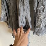 Boutique  Gray / Dusty Blue Long Sleeve Floral Embroidered Romper Size Large Photo 10