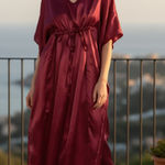 NWT Gypsie Blu Satin Silk Kaftan for Sleepwear Maxi Dress A Nightgown Kaftan Red Size undefined Photo 0