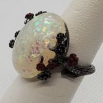 Sterling Silver Gray, Red, & White Floral Ring (6) Gray Photo 7