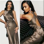 Reformation  Morel Brown Anaiis 100% Silk Dress NEW Photo 3