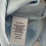 Talbots Blue Long Sleeve Ruffled Blouse with Mandarin Collar and Pearl Accents Photo 7