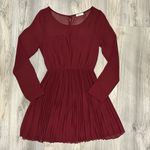Everly  Maroon Red Formal Chiffon A-Line Long Sheer Sleeve Mini Dress Size S Photo 0