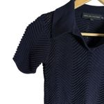 English Factory Scallop Detail Crochet Knit Collared Navy Polo Top Size XS Photo 3