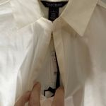 White House | Black Market NWT WHBM White Iconic Siren Shirt Blouse Tie Waist Collar Long Sleeve Size 6 Photo 3