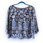 HD in Paris  Anthropologie Blue Lace Blouse with Tank Size 4 Dark Ocean Dress Top Photo 0