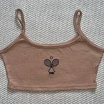 SheIn Ribbed Tan Tennis Racket Graphic Tank Top Bralette Sz Xs Photo 0