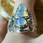 Natural Ethiopian Opal Sterling Silver Ring Size 5.75 Photo 1