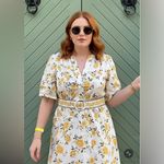 Joie  Tiered Puff Sleeve Floral Yellow and White Dress with Belt 8 Photo 13