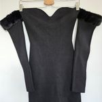  Josee Knitted Mini Dress Staud‎ Black Faux Fur Trim Size M NWT Event Photo 8