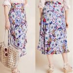 Anthropologie Maeve Sybil Floral Ruffle Wrap Skirt Daisies Purple Pink Size M Size M Photo 5