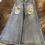 Vibrant  Distressed Flare Jeans Women 5/26 Boho Western Cowgirl Aztec Fringe Photo 0