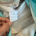 Elegant Strapless Gold and Aqua Dress Blue Size 6 Photo 1