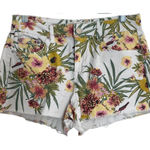 Banjara Floral Print Shorts High Waist Distressed Hem Casual Size 11/29 Summer White Photo 0