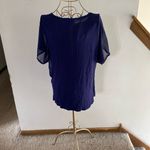 ZARA  navy blue short sleeve  top with zipper detail size large Photo 10