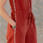 Johnny Was NWT Elia Linen Tie Jumpsuit Embroidered Size Medium in Adobe Photo 3