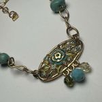 Swavorski Swarovski Crystal Blue Bead & Enamel Necklace Gold Tone (Swan Signed) Photo 11