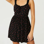 Aeropostale  Dress Black Floral Smocked Strap Mini Dress Size Medium Photo 0