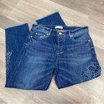 Loft  Floral Embroidered Boyfriend Jeans Cropped Raw Hem Blue 4 27 Photo 8