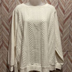 Adrianna Papell Sweatshirt Sweater Pattern 1X Women's White Top Crewneck Long Photo 0