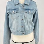 True Religion Trucker Jean Jacket Women's Medium Light Blue Denim Button Up Photo 1