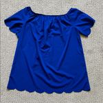 Shop Basic Elegant Royal Blue Off-Shoulder Blouse Photo 4