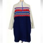 Lands' End  Fleece Mock Neck Quarter Zip Fair Isle Dress Plus  Size 3X 24W 26W Photo 1
