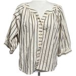 Fifteen Twenty Rilyn Stripe Cotton Shirt in Cream/Black Size L Peasant Blouse Photo 1