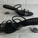 Nicole Miller Clear Heels Mules Sandals Womens 8.5 Slip On Black Rollie Photo 0
