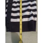 Talbots  Women Sweater S Black White Striped Button Up Cardigan Embellished Beads Photo 6