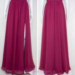 Azazie  burgundy‎ bridesmaid chiffon dress with side slit, size A10 Photo 4