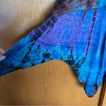 Y2K Lapogee Tie Dye Applique Smocked Flowy Asymmetric Midi Tank Dress One Size Blue Size undefined Photo 4