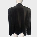 Vintage Accent Blazer Women's Large Scalloped Edge Black Velvet Hipster Jacket Photo 1