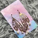Butterfly wing earrings with pearls Gold Photo 0