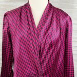Houndstooth JH COLLECTIBLES Vintage 80's Drape Front Blouse Magenta/Black -12 Photo 1